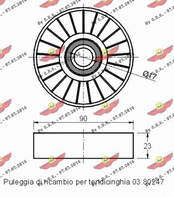 Deflection/Guide Pulley, V-ribbed belt