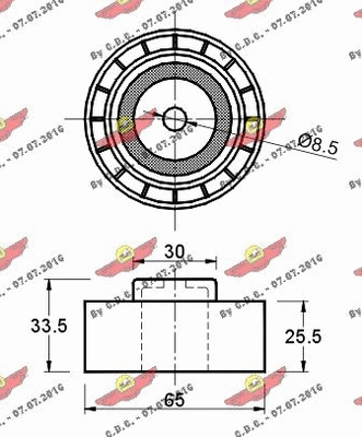 Deflection/Guide Pulley, V-ribbed belt