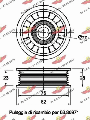 Deflection/Guide Pulley, V-ribbed belt