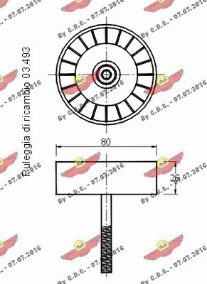 Deflection/Guide Pulley, V-ribbed belt