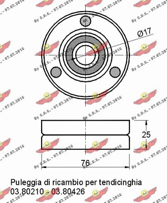 Deflection/Guide Pulley, V-ribbed belt