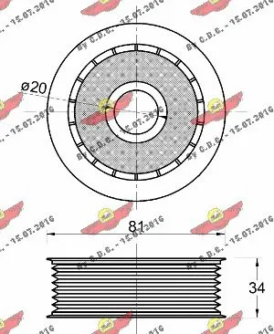 Deflection/Guide Pulley, V-ribbed belt