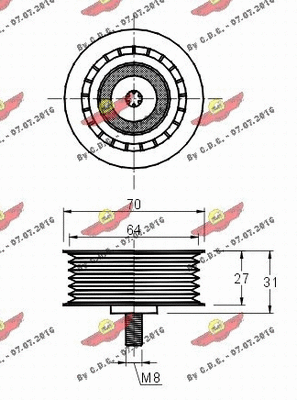 Deflection/Guide Pulley, V-ribbed belt