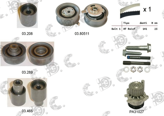 Water Pump & Timing Belt Kit (04.5054PA)