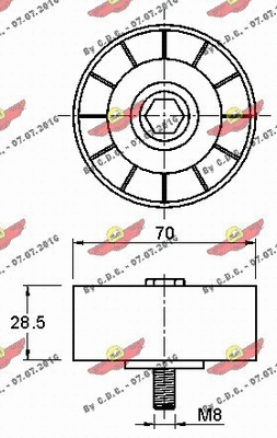 Deflection/Guide Pulley, V-ribbed belt