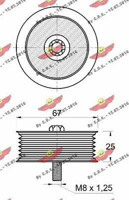 Deflection/Guide Pulley, V-ribbed belt