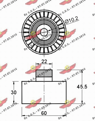 Deflection/Guide Pulley, V-ribbed belt