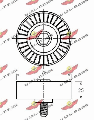 Deflection/Guide Pulley, V-ribbed belt