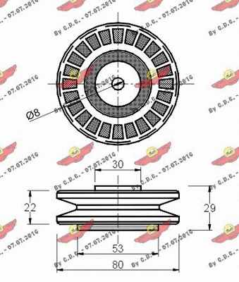 Deflection/Guide Pulley, V-ribbed belt