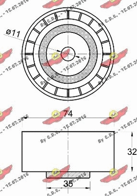 Deflection/Guide Pulley, V-ribbed belt