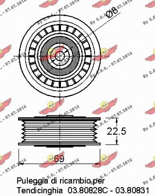 Deflection/Guide Pulley, V-ribbed belt