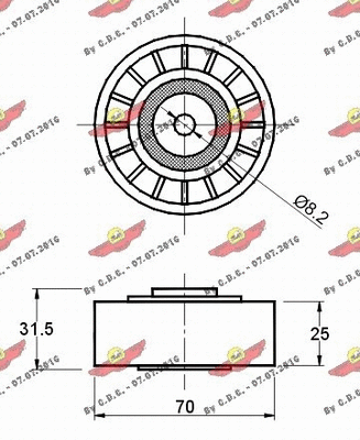 Deflection/Guide Pulley, V-ribbed belt