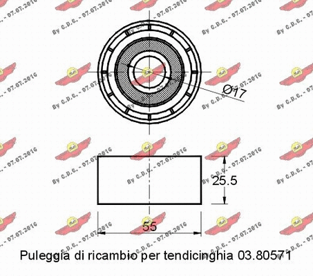 Deflection/Guide Pulley, V-ribbed belt