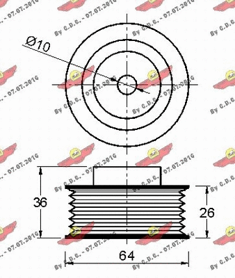 Deflection/Guide Pulley, V-ribbed belt