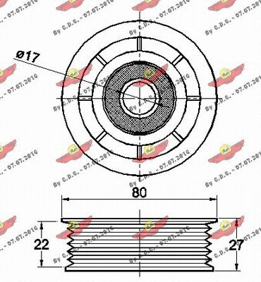 Deflection/Guide Pulley, V-ribbed belt