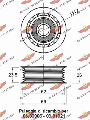 Deflection/Guide Pulley, V-ribbed belt