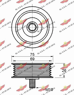 Deflection/Guide Pulley, V-ribbed belt