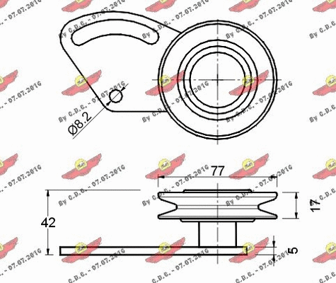 Deflection/Guide Pulley, V-ribbed belt