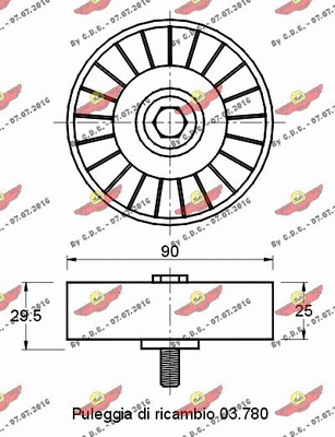 Deflection/Guide Pulley, V-ribbed belt