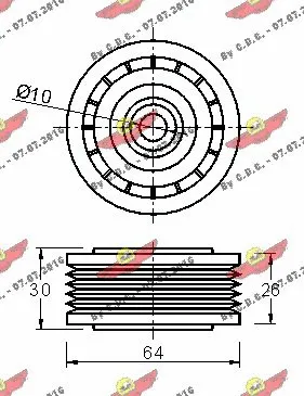 Deflection/Guide Pulley, V-ribbed belt