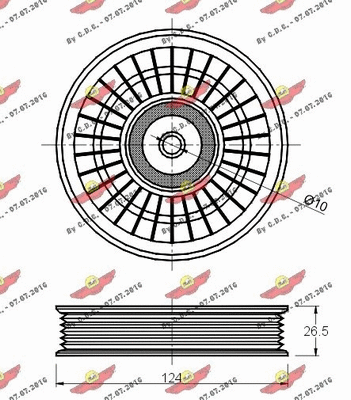 Deflection/Guide Pulley, V-ribbed belt