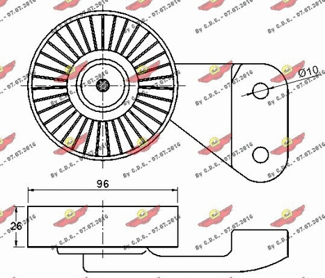 Deflection/Guide Pulley, V-ribbed belt