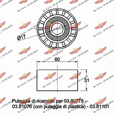 Deflection/Guide Pulley, V-ribbed belt