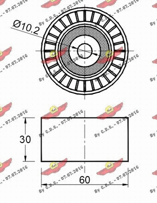 Deflection/Guide Pulley, V-ribbed belt