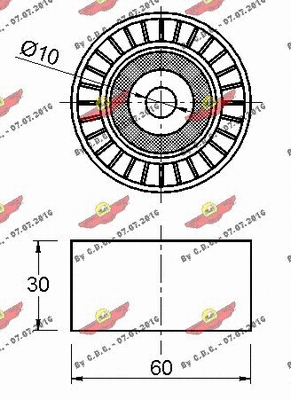 Deflection/Guide Pulley, V-ribbed belt