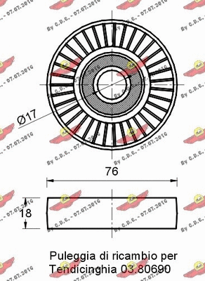 Deflection/Guide Pulley, V-ribbed belt