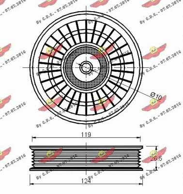 Deflection/Guide Pulley, V-ribbed belt