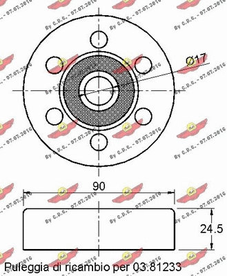 Deflection/Guide Pulley, V-ribbed belt