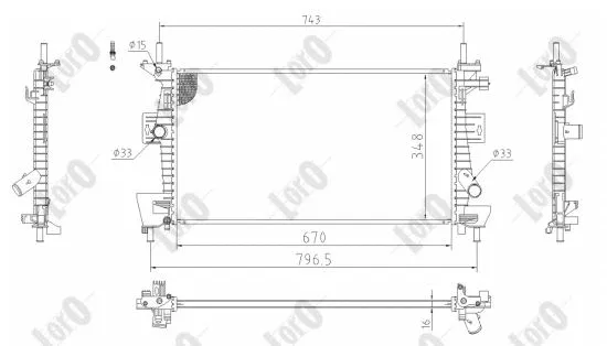 Radiator, engine cooling (017-017-0056-B)