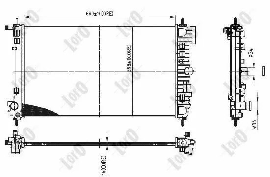 Radiator, engine cooling (037-017-0106-B)