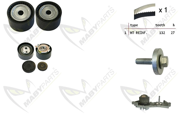 Water Pump & Timing Belt Kit (OBKWP0162)