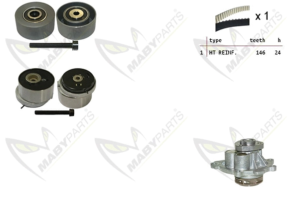 Water Pump & Timing Belt Kit (OBKWP0124)