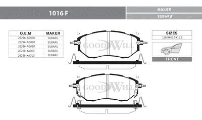 Brake Pad Set, disc brake (1016 F)