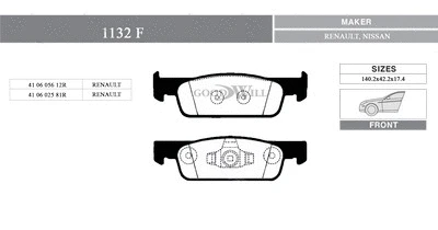 Brake Pad Set, disc brake (1132 F)