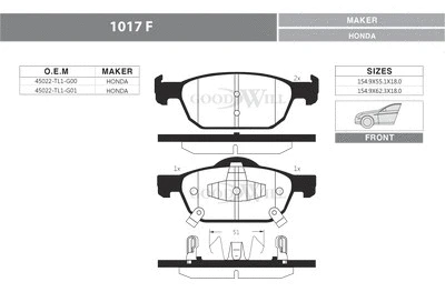 Brake Pad Set, disc brake (1017 F)