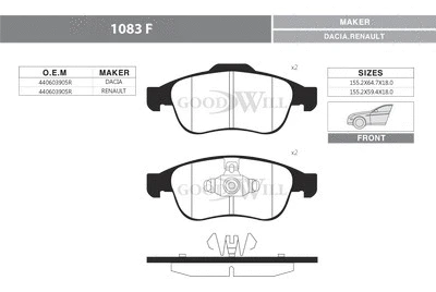Brake Pad Set, disc brake (1083 F)