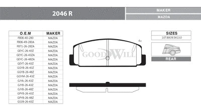 Brake Pad Set, disc brake (2046 R)