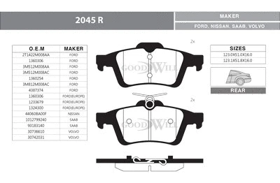 Brake Pad Set, disc brake (2045 R)