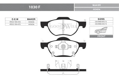 Brake Pad Set, disc brake (1030 F)