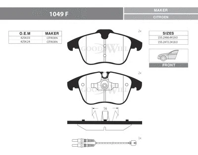 Brake Pad Set, disc brake (1049 F)