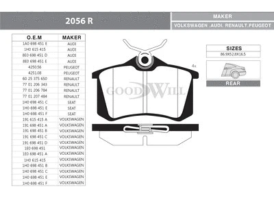 Brake Pad Set, disc brake (2056 R)