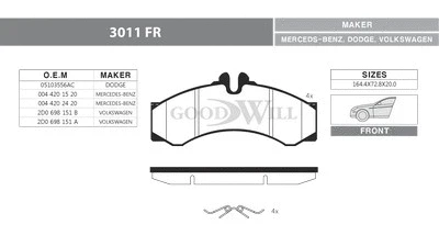 Brake Pad Set, disc brake (3011 FR)