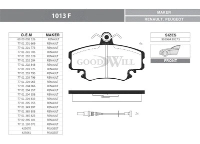 Brake Pad Set, disc brake (1013 F)