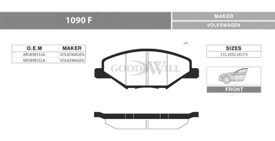Brake Pad Set, disc brake (1090 F)