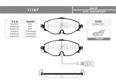 Brake Pad Set, disc brake (1118 F)