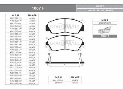 Brake Pad Set, disc brake (1007 F)